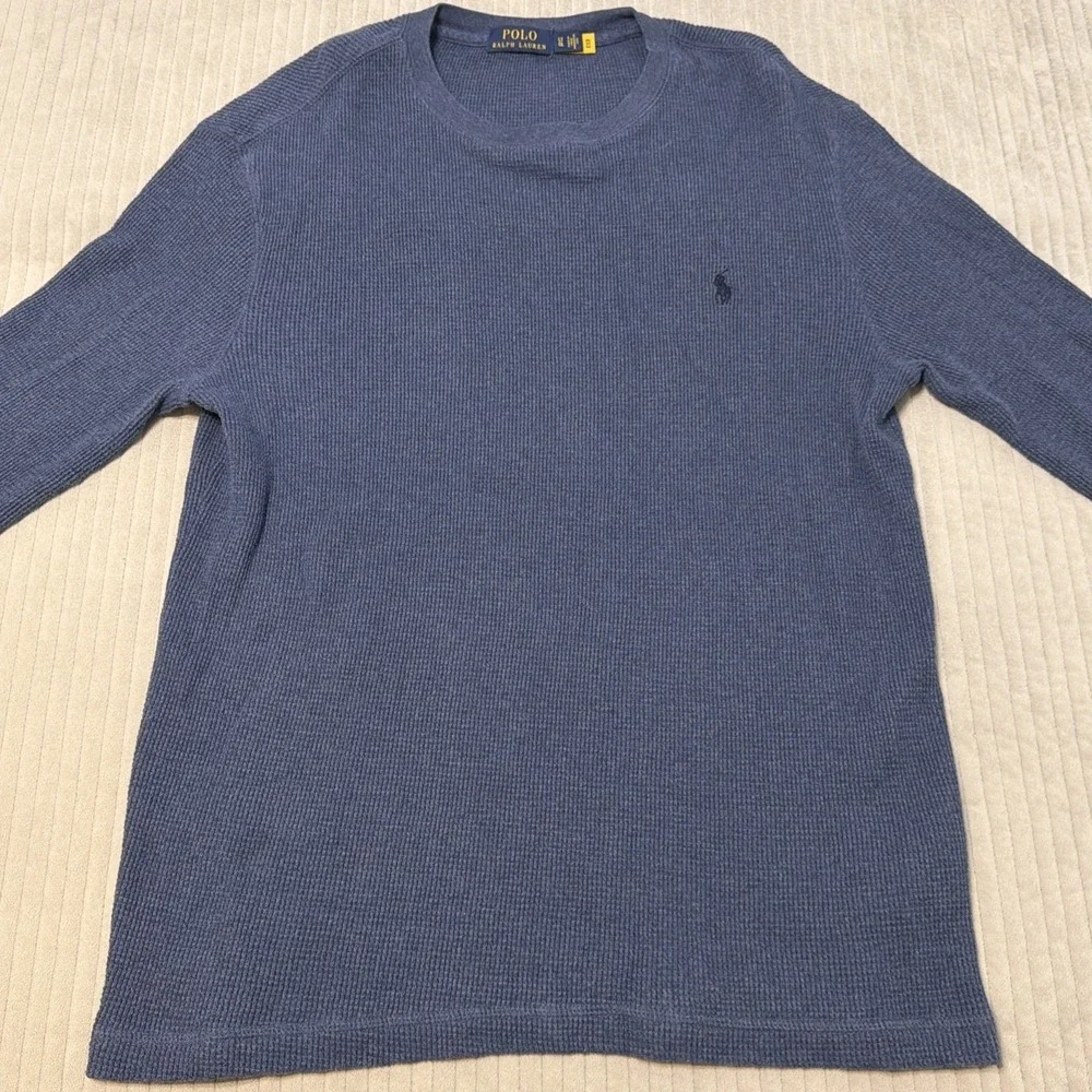 Polo Ralph Lauren Long Sleeved Blue Waffle Knit Thermal Shirt Men's LT